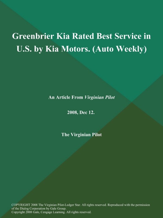 Greenbrier Kia Rated Best Service in U.S. by Kia Motors (Auto Weekly)