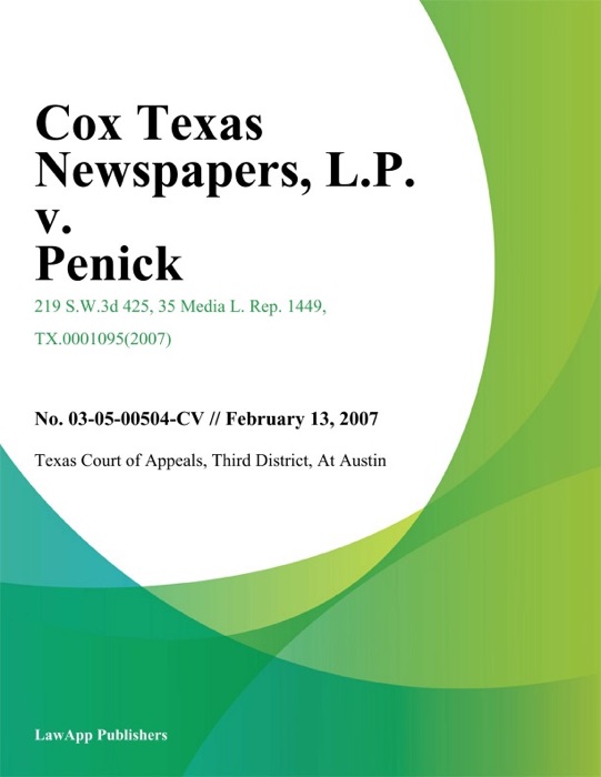 Cox Texas Newspapers, L.P. v. Penick