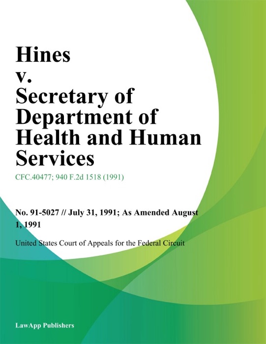 Hines v. Secretary of Department of Health and Human Services