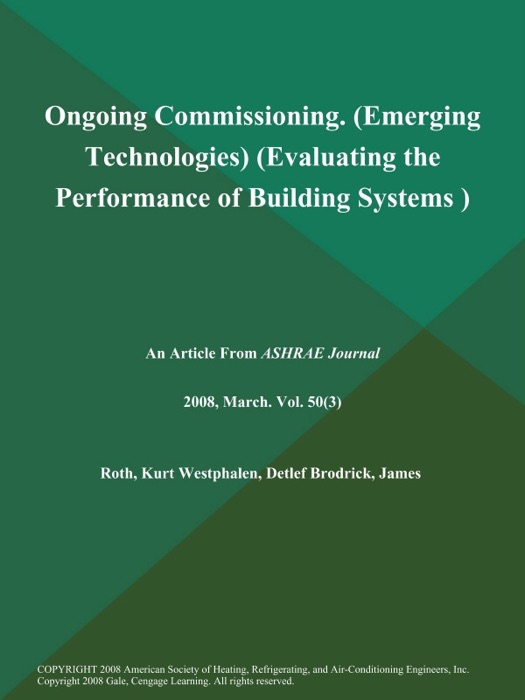 Ongoing Commissioning (Emerging Technologies) (Evaluating the Performance of Building Systems )