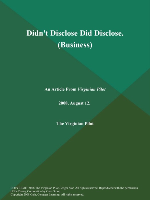 Didn't Disclose Did Disclose (Business)