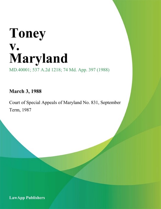Toney v. Maryland