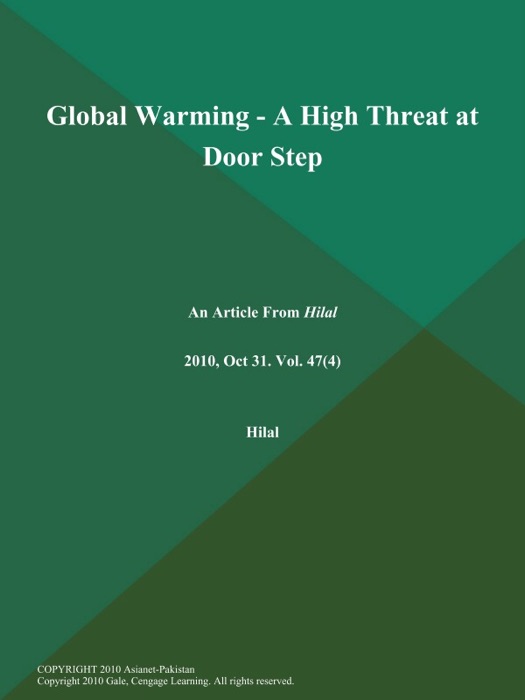 Global Warming - A High Threat at Door Step