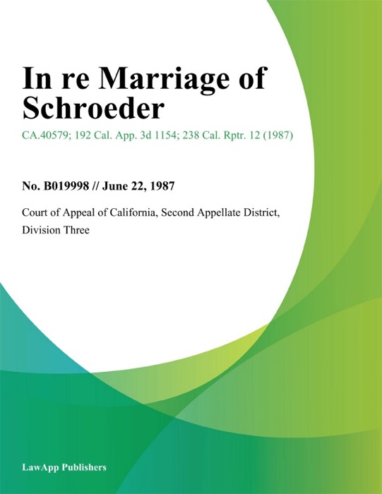 In Re Marriage Of Schroeder