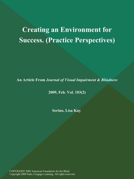 Creating an Environment for Success (Practice Perspectives)