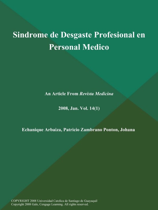 Sindrome de Desgaste Profesional en Personal Medico