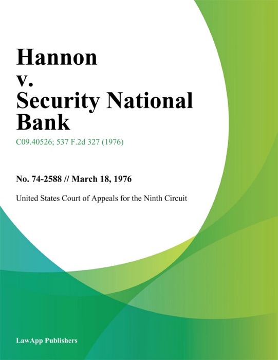 Hannon v. Security National Bank