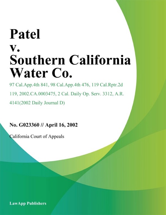 Patel v. Southern California Water Co.