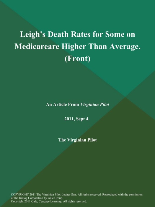 Leigh's Death Rates for Some on Medicareare Higher Than Average (Front)