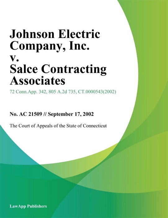 Johnson Electric Company, Inc. v. Salce Contracting Associates