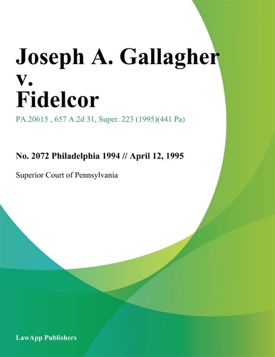 Joseph A. Gallagher v. Fidelcor