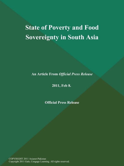 State of Poverty and Food Sovereignty in South Asia