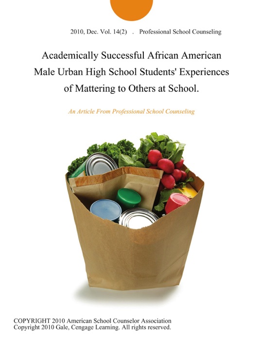 Academically Successful African American Male Urban High School Students' Experiences of Mattering to Others at School.