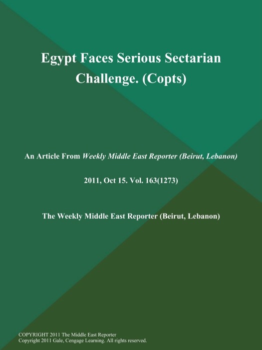 Egypt Faces Serious Sectarian Challenge (Copts)