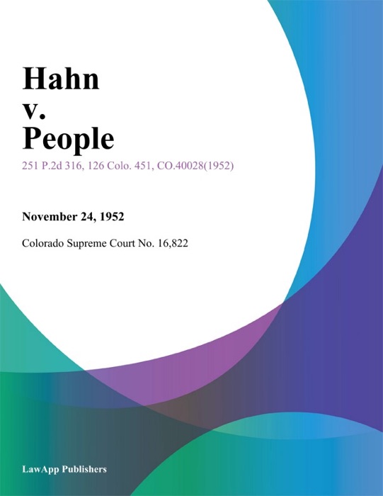 Hahn v. People