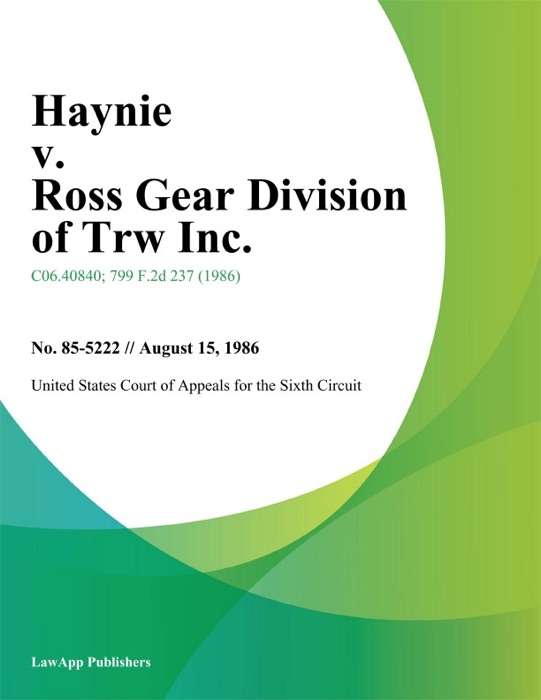 Haynie v. Ross Gear Division of Trw Inc.