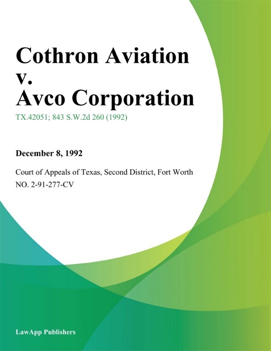 Cothron Aviation v. Avco Corporation