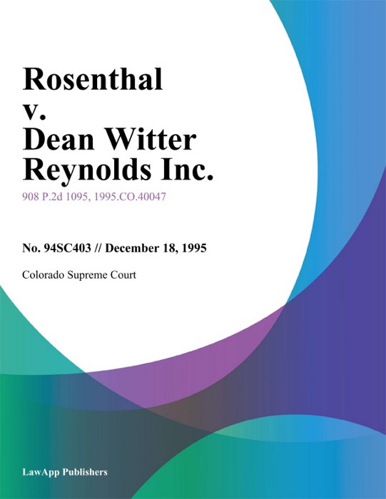 Rosenthal V. Dean Witter Reynolds Inc.