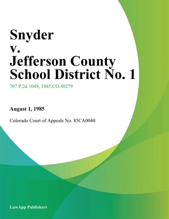 Snyder v. Jefferson County School District No. 1