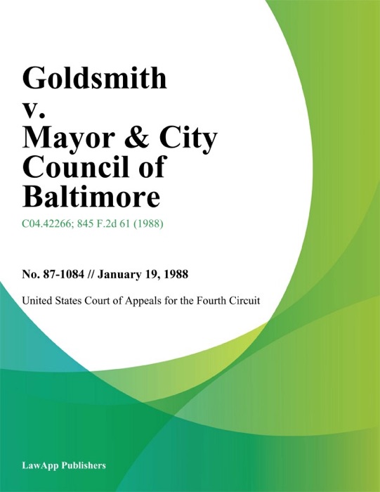 Goldsmith v. Mayor & City Council of Baltimore