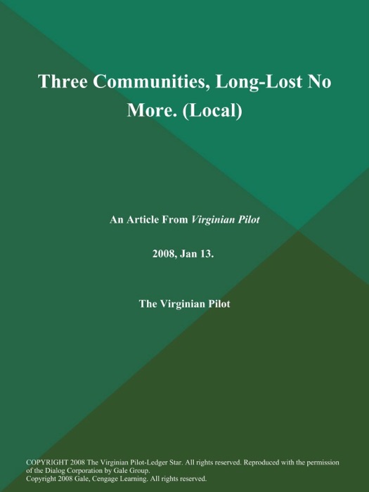 Three Communities, Long-Lost No More (Local)