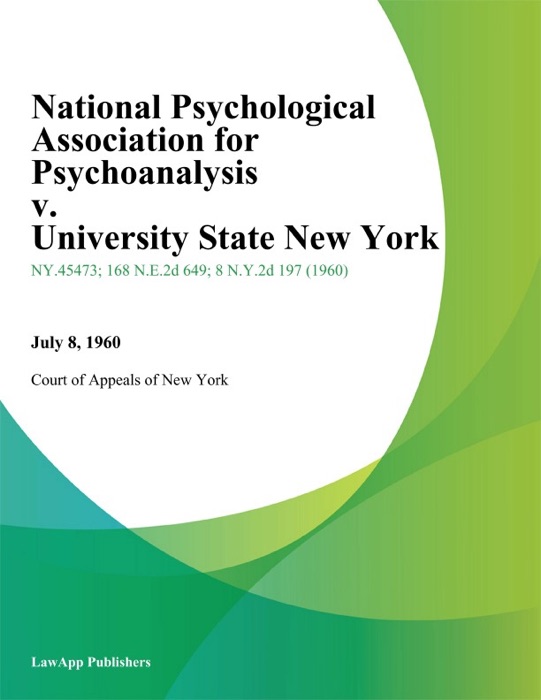 National Psychological Association for Psychoanalysis v. University State New York