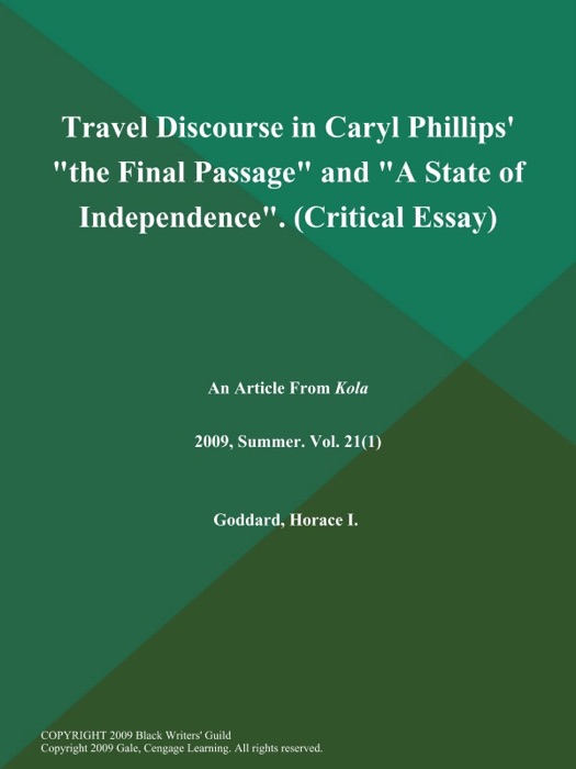 Travel Discourse in Caryl Phillips' 