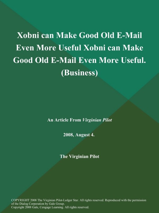 Xobni can Make Good Old E-Mail Even More Useful Xobni can Make Good Old E-Mail Even More Useful (Business)