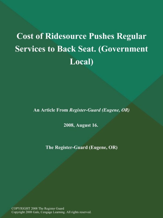 Cost of Ridesource Pushes Regular Services to Back Seat (Government Local)