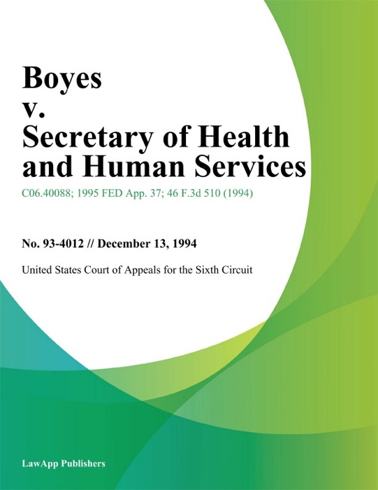 Boyes v. Secretary of Health and Human Services