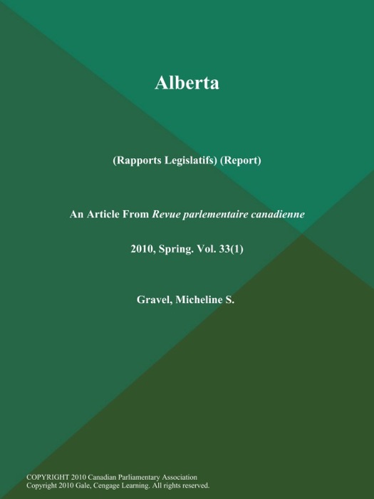 AlbertaRapports Legislatifs) (Report)