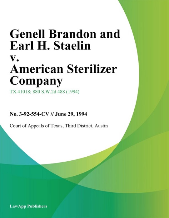 Genell Brandon and Earl H. Staelin v. American Sterilizer Company