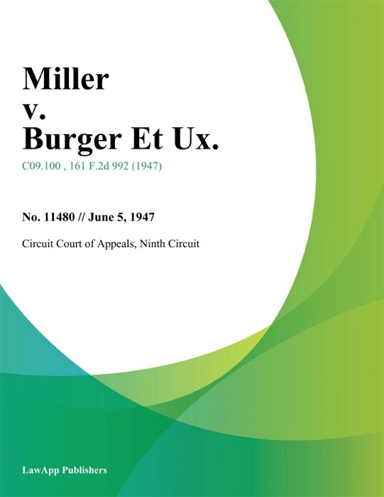 Miller v. Burger Et Ux.