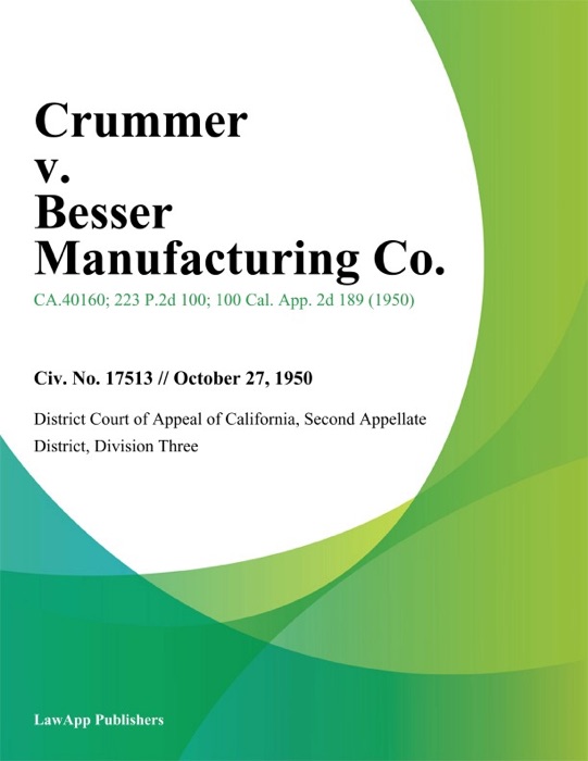 Crummer v. Besser Manufacturing Co.