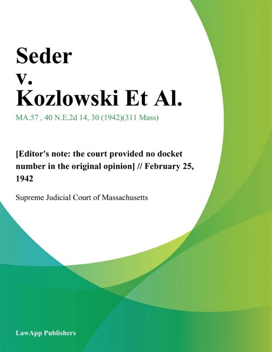 Seder v. Kozlowski Et Al.