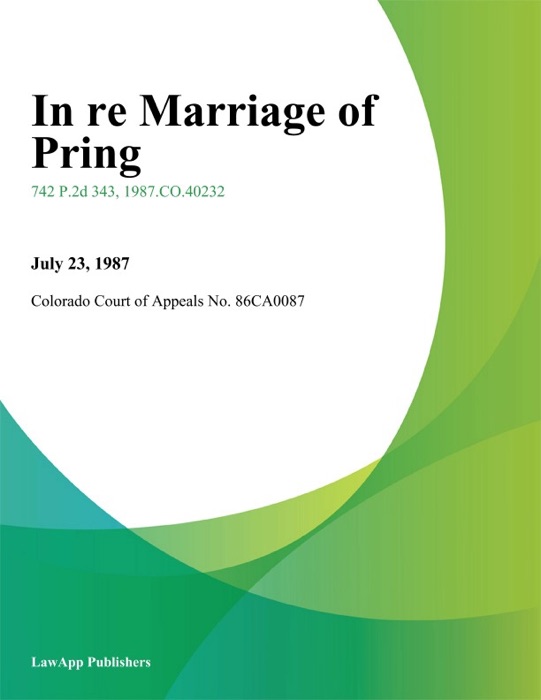 In Re Marriage of Pring