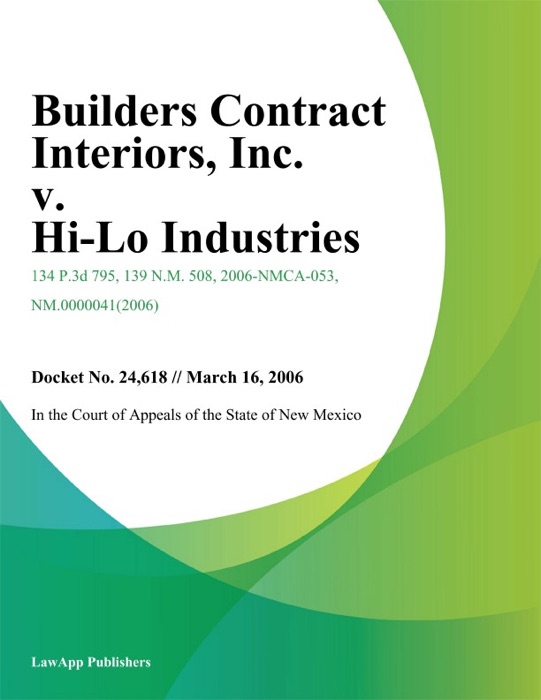 Builders Contract Interiors, Inc. v. Hi-Lo Industries, Inc.