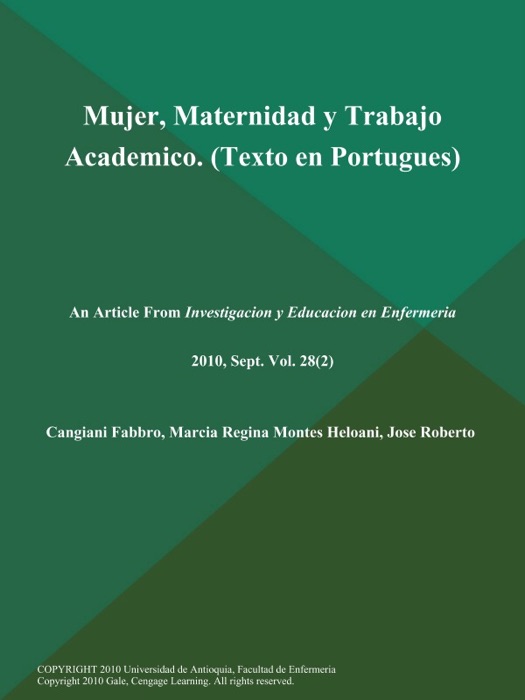 Mujer, Maternidad y Trabajo Academico (Texto en Portugues)