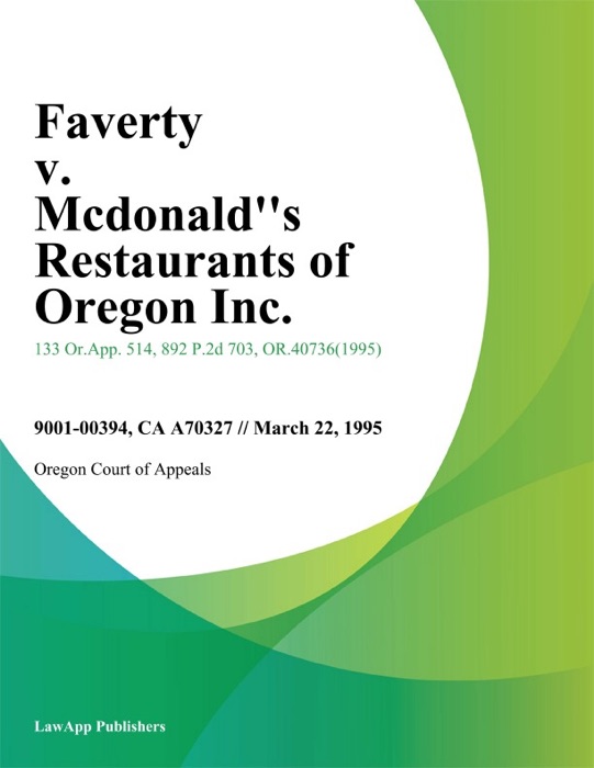 Faverty v. Mcdonalds Restaurants of Oregon Inc.