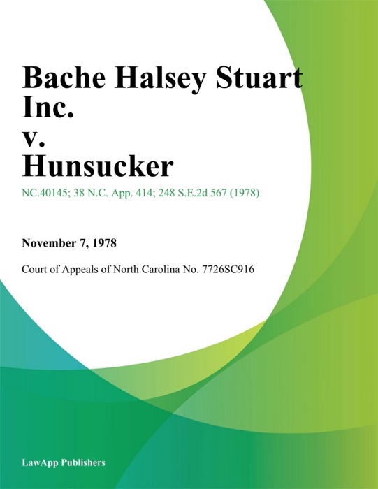 Bache Halsey Stuart Inc. v. Hunsucker