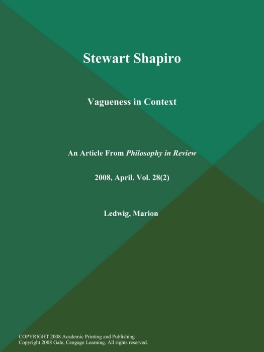 Stewart Shapiro: Vagueness in Context