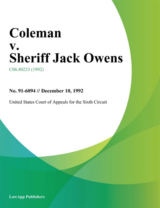 Coleman v. Sheriff Jack Owens