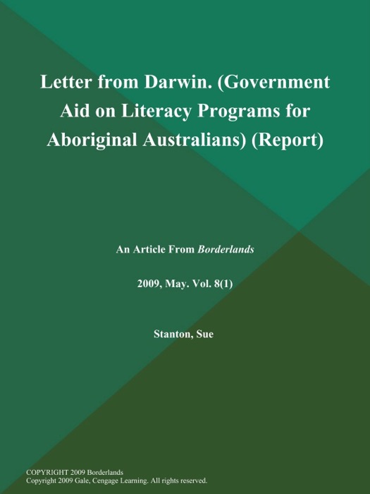 Letter from Darwin (Government Aid on Literacy Programs for Aboriginal Australians) (Report)