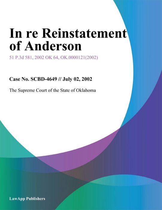 In re Reinstatement of Anderson