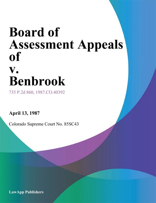 Board Of Assessment Appeals Of V. Benbrook