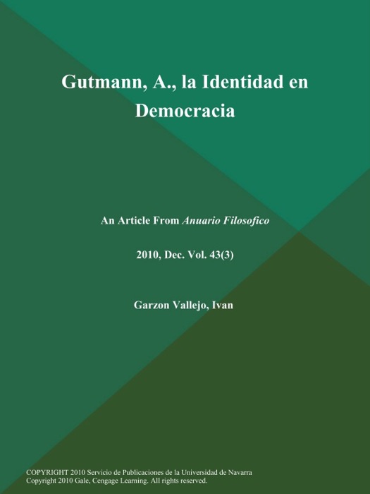 Gutmann, A., la Identidad en Democracia