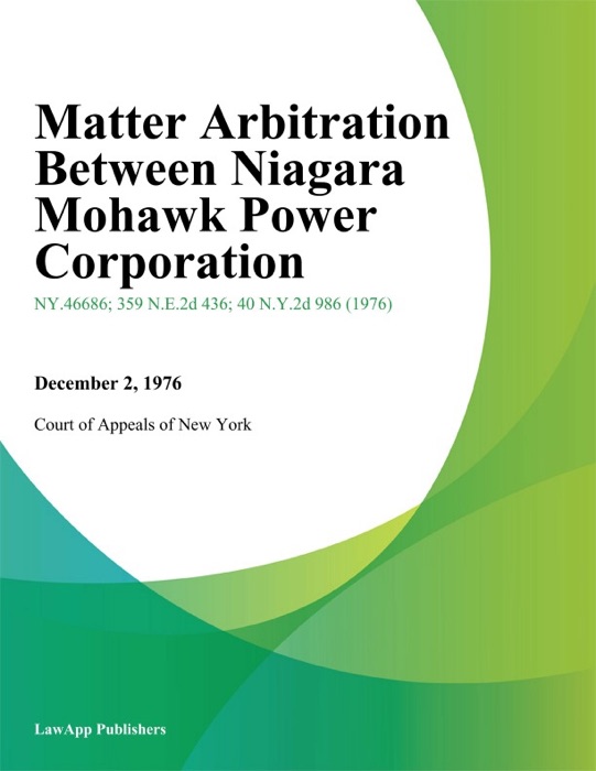Matter Arbitration Between Niagara Mohawk Power Corporation