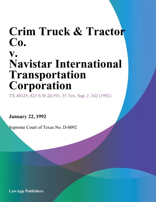 Crim Truck & Tractor Co. v. Navistar International Transportation Corporation