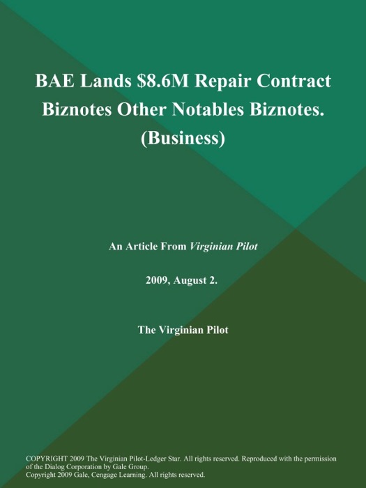 BAE Lands $8.6M Repair Contract Biznotes Other Notables Biznotes (Business)