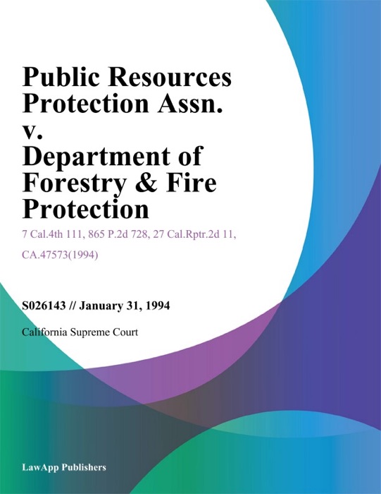 Public Resources Protection Assn. v. Department of Forestry & Fire Protection